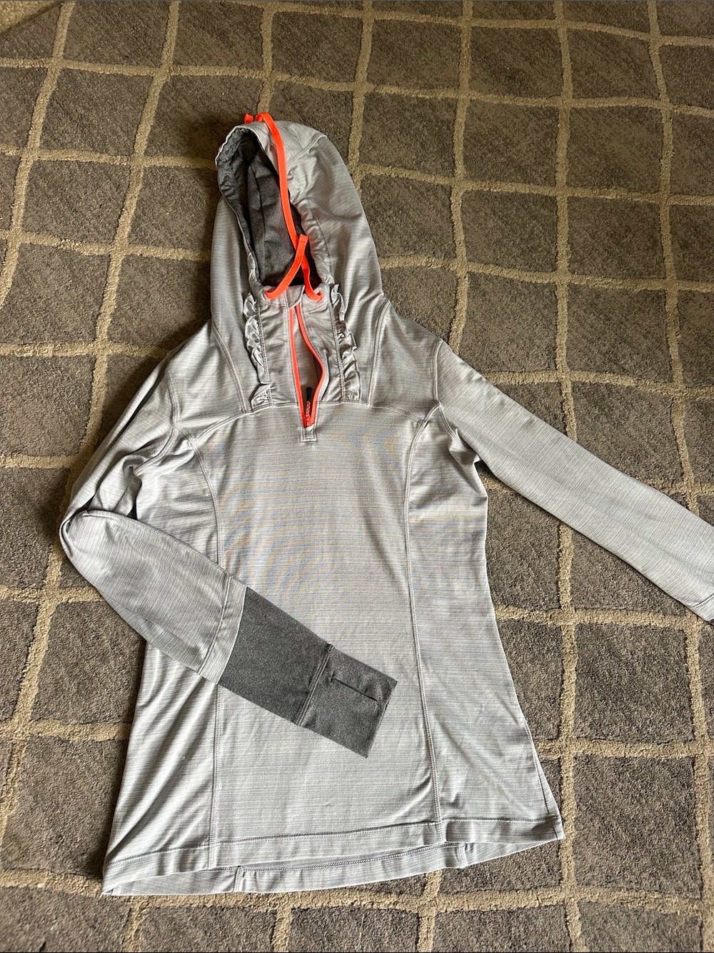 MPG Light Gray Performance Hoodie with Orange Drawcord
